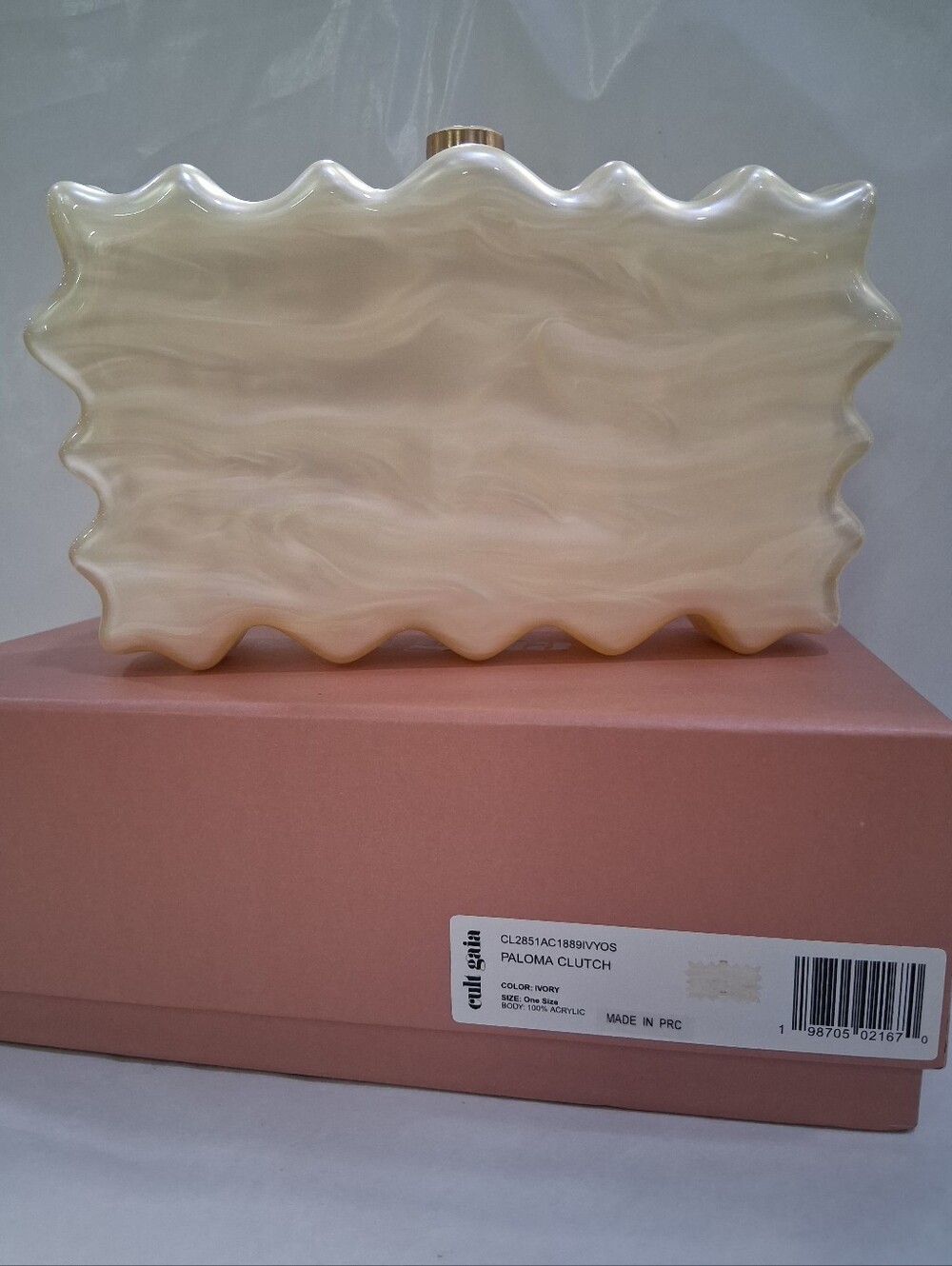 cult gaia Ivory Sculptural Wave Clutch